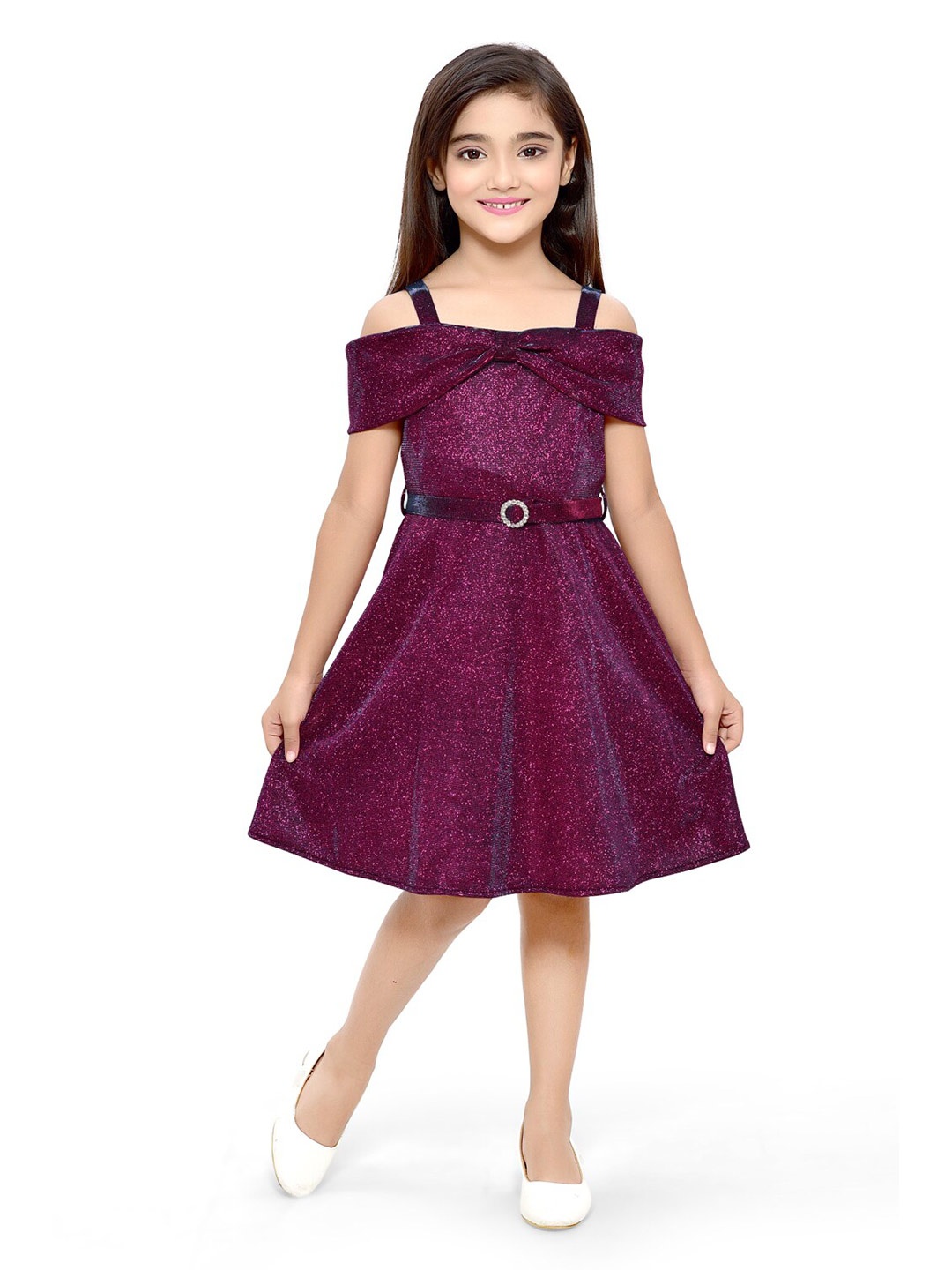 

Doodle Girls Embellished Fit & Flare Dress, Magenta