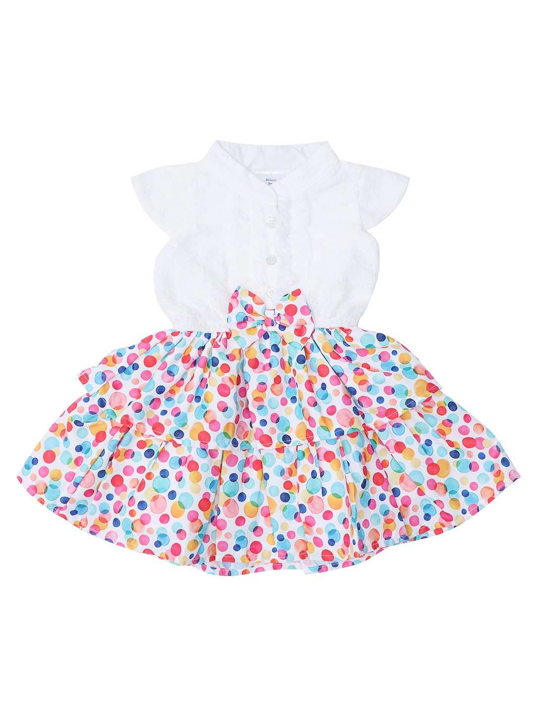 

Doodle Girls Polka Dot Printed Fit & Flare Dress, White
