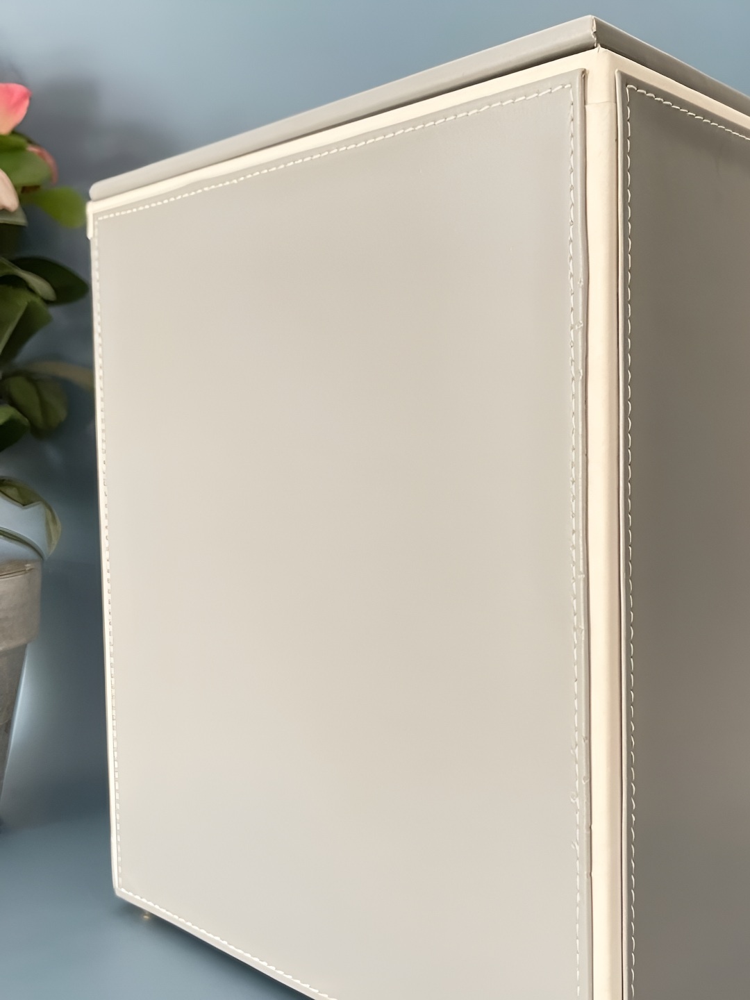

CasaGold Grey Solid Printed Wooden Open Bin with Lid