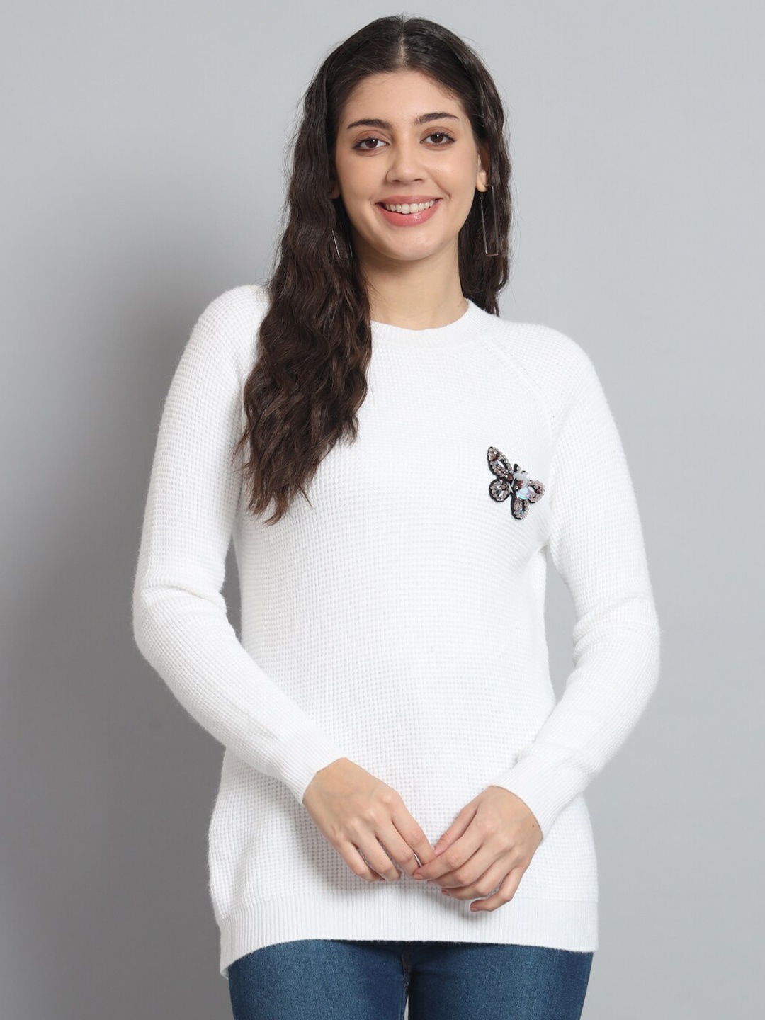 

BROOWL Ribbed Wool Pullover, White