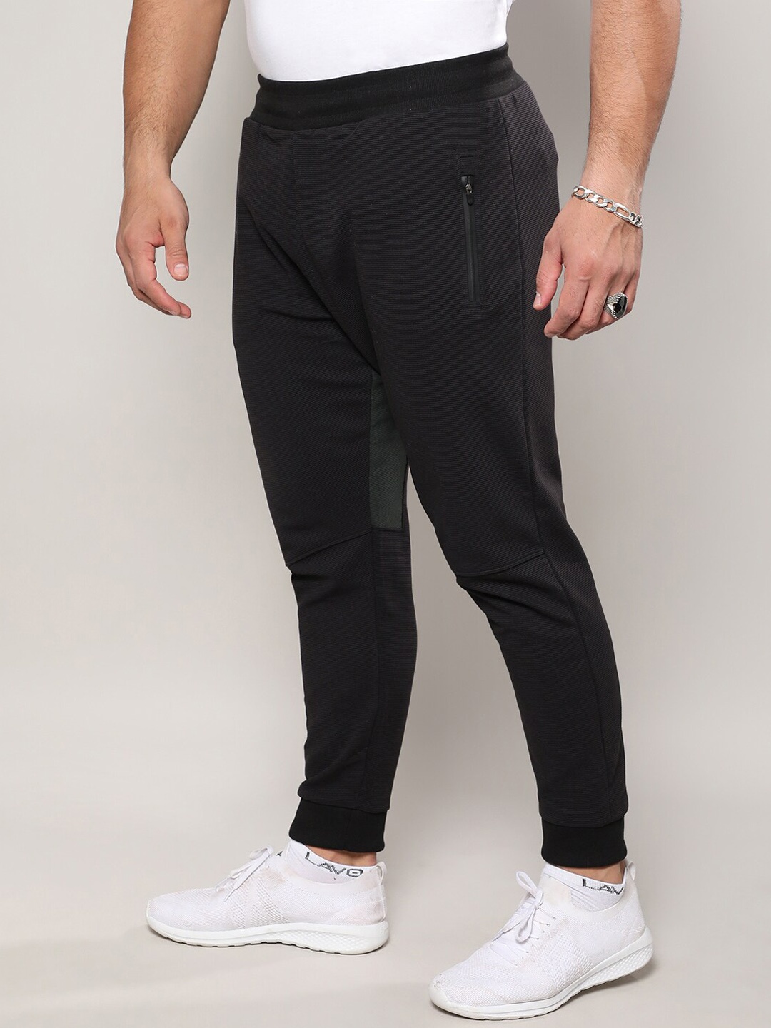 

Instafab Plus Size Men Cotton Running Joggers, Black