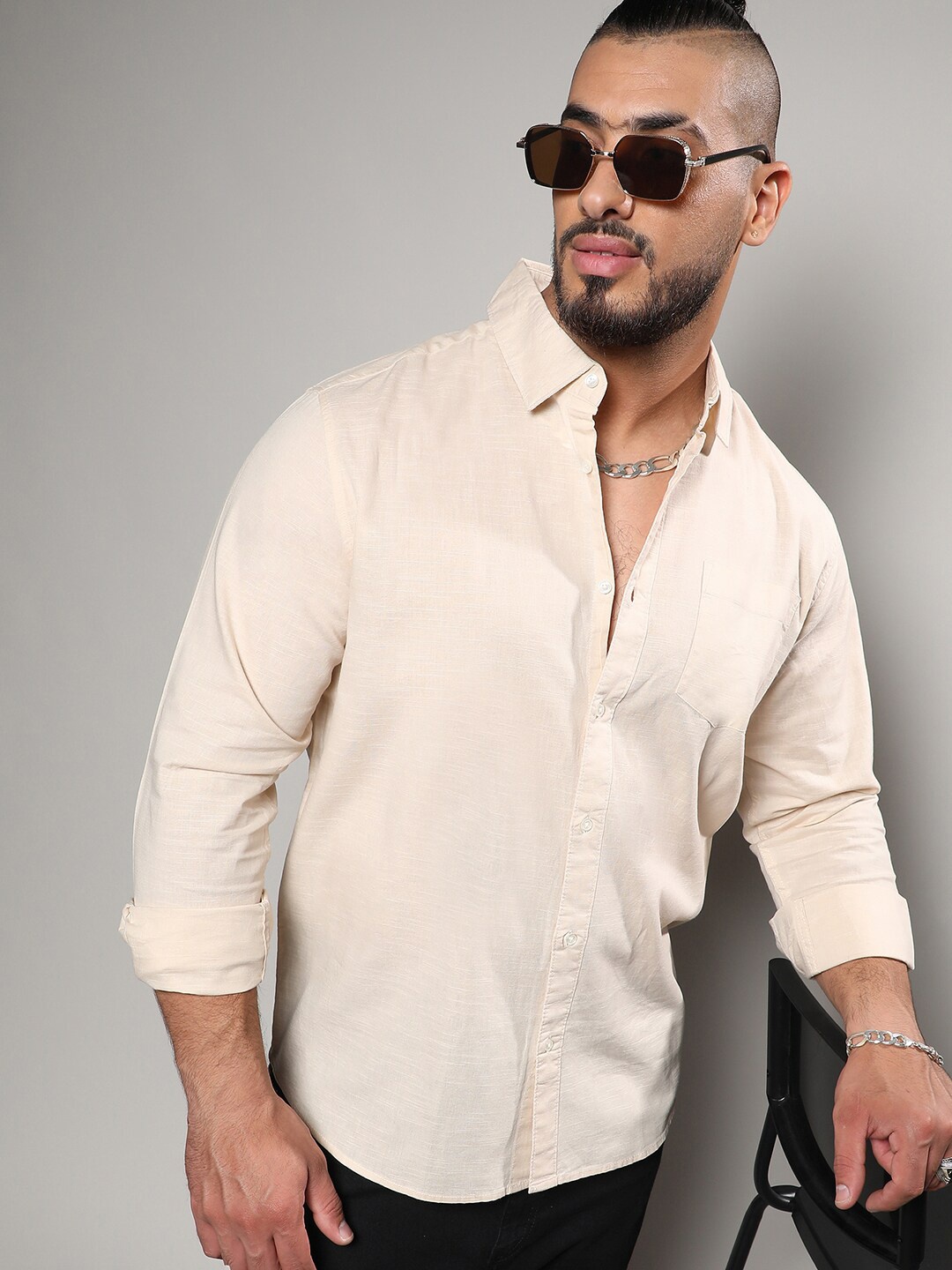 

Instafab Plus Classic Long Sleeves Cotton Casual Shirt, Yellow