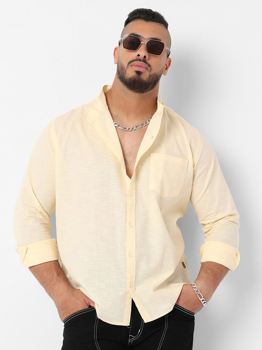 

Instafab Plus Cotton Classic Casual Shirt, Yellow