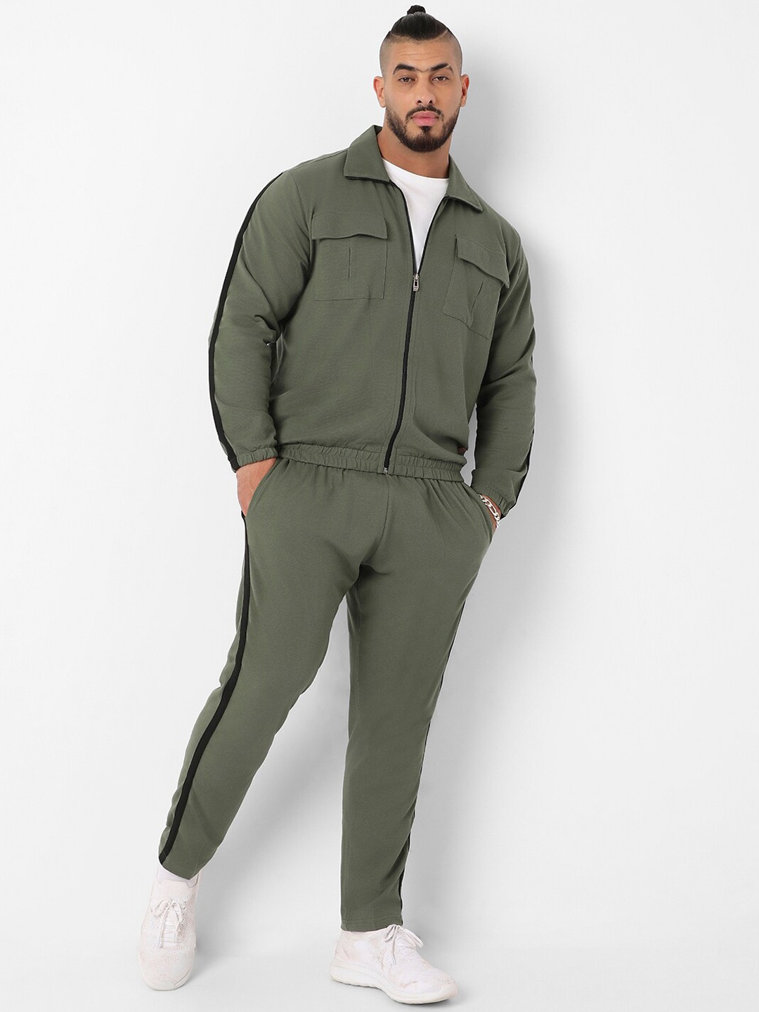 

Instafab Plus Shirt-Collar Sweatshirt & Trouser Co-Ords, Green
