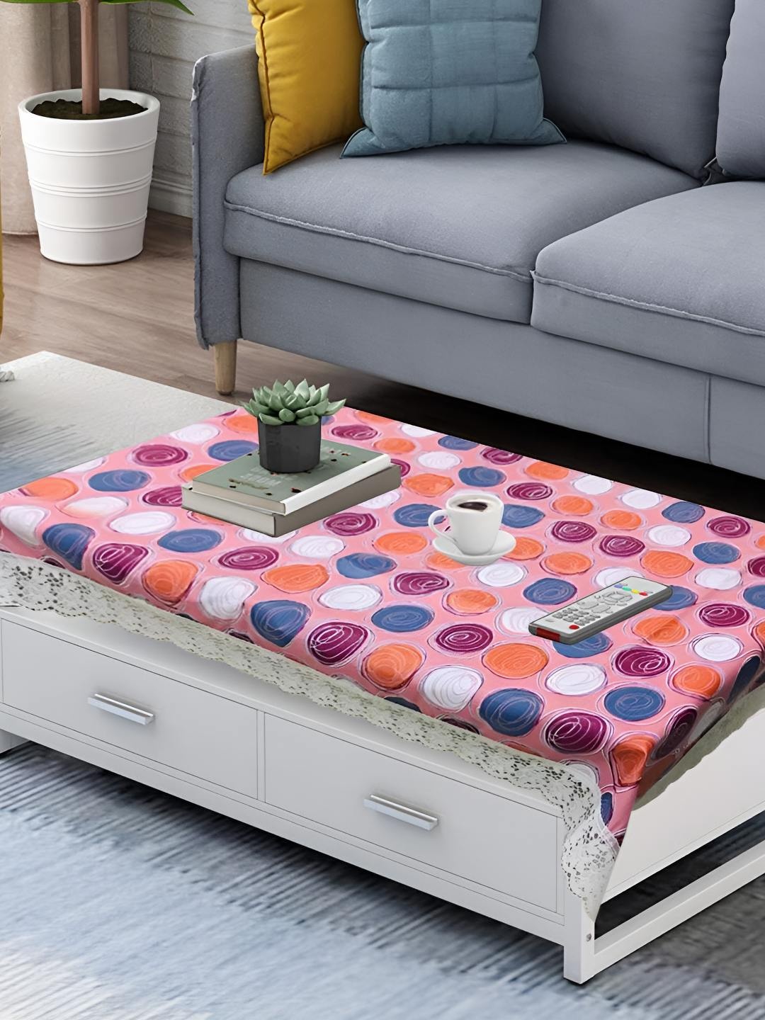 

CASA-NEST Multicoloured Plastic 4-Seater Table Cover, Pink