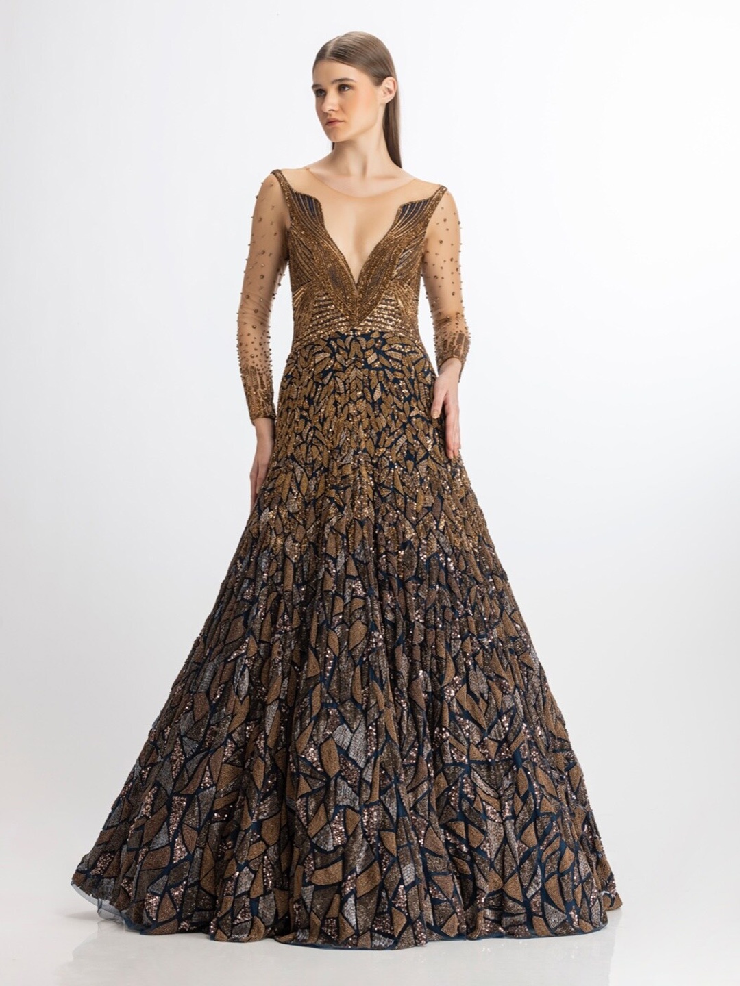 

BHAWNA RAO Embellished Net Maxi Dress, Blue