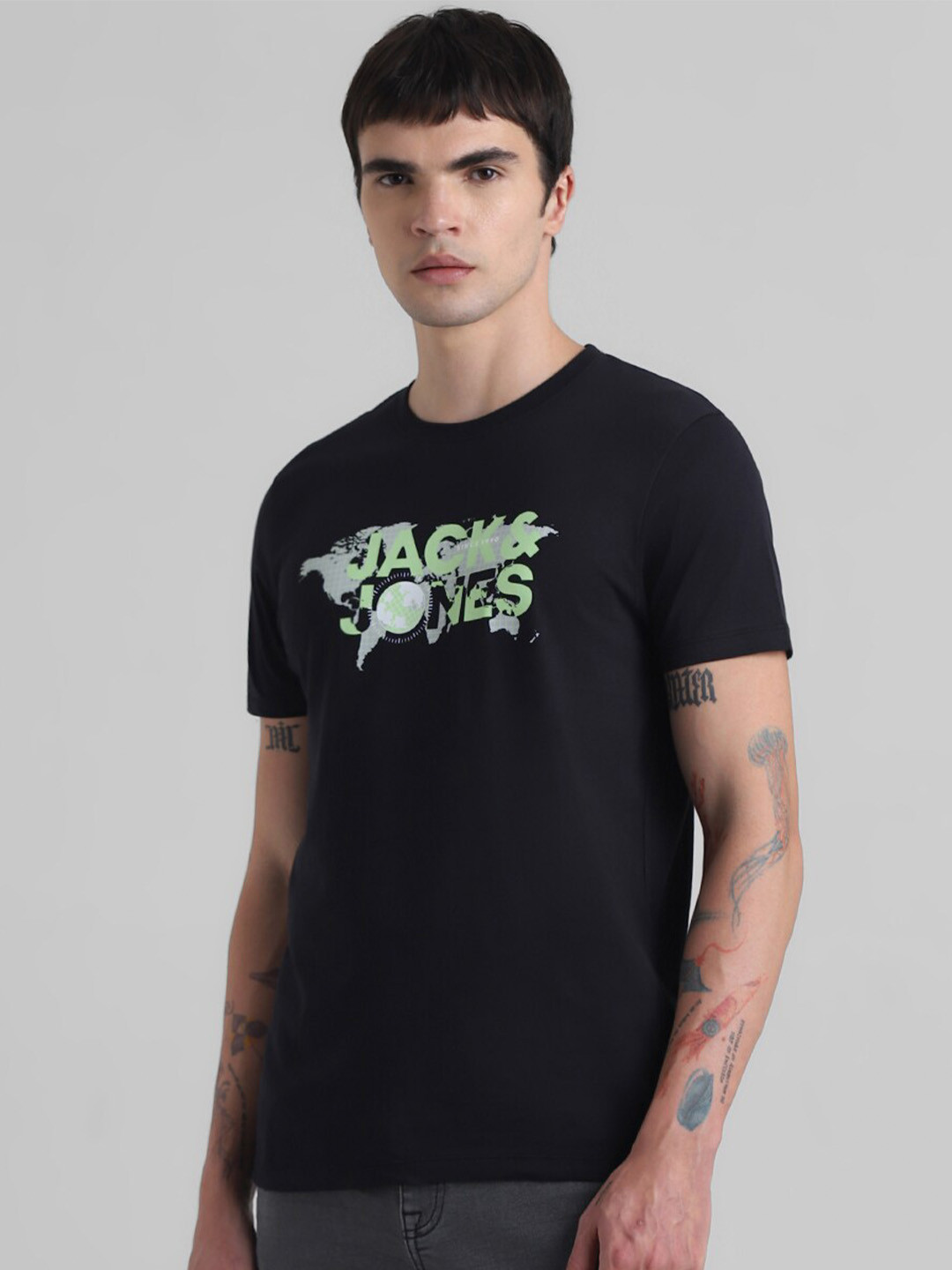 

Jack & Jones Typography Printed Slim Fit Cottpn T-shirt, Black