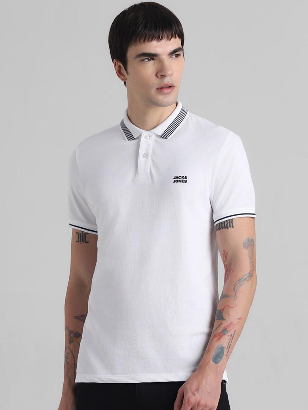 

Jack & Jones Polo Collar Slim Fit Pure Cotton T-shirt, White