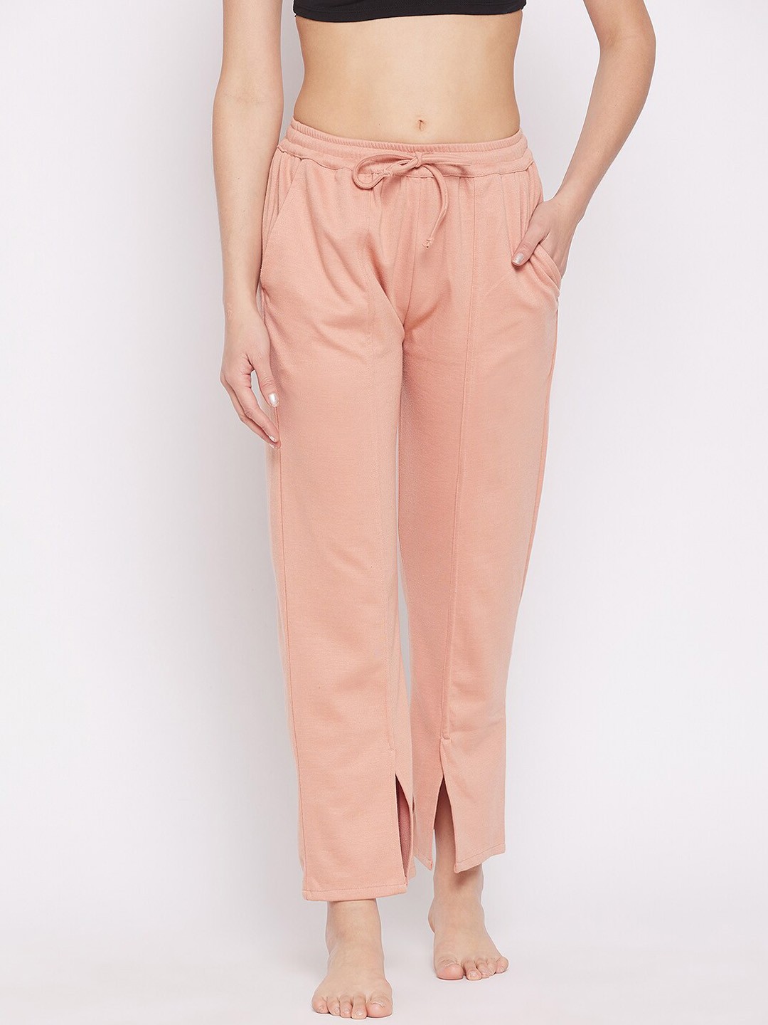 

The Kaftan Company Women Cotton Relaxed-Fit Straight-Leg Lounge Pants, Peach