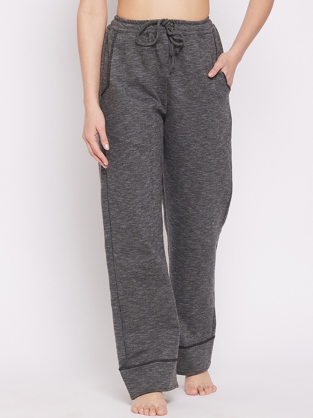 

The Kaftan Company Women Cotton Mid-Rise Lounge Pants, Grey