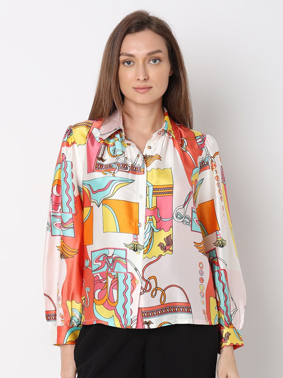 

Vero Moda Abstract Printed Casual Shirt, White