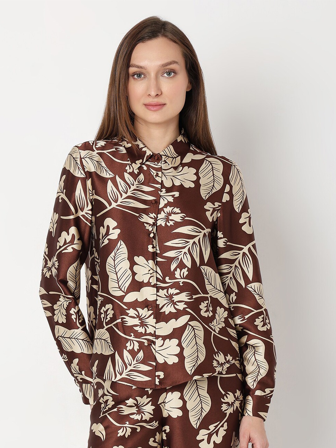

Vero Moda Floral Printed Casual Shirt, Brown