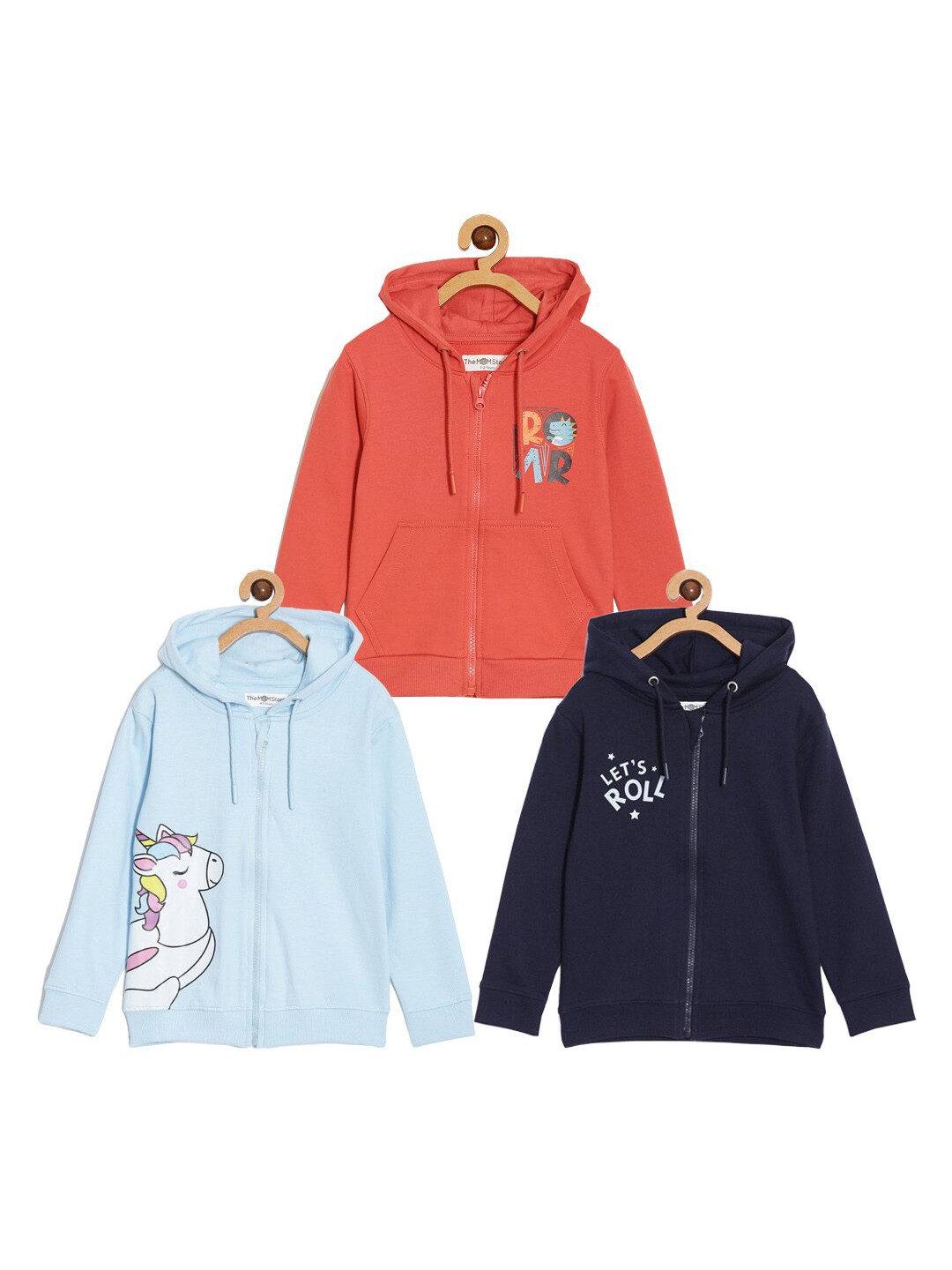 

The Mom Store Kids Pack Of 3 Typography Printed Cotton Sweatshirt, Peach