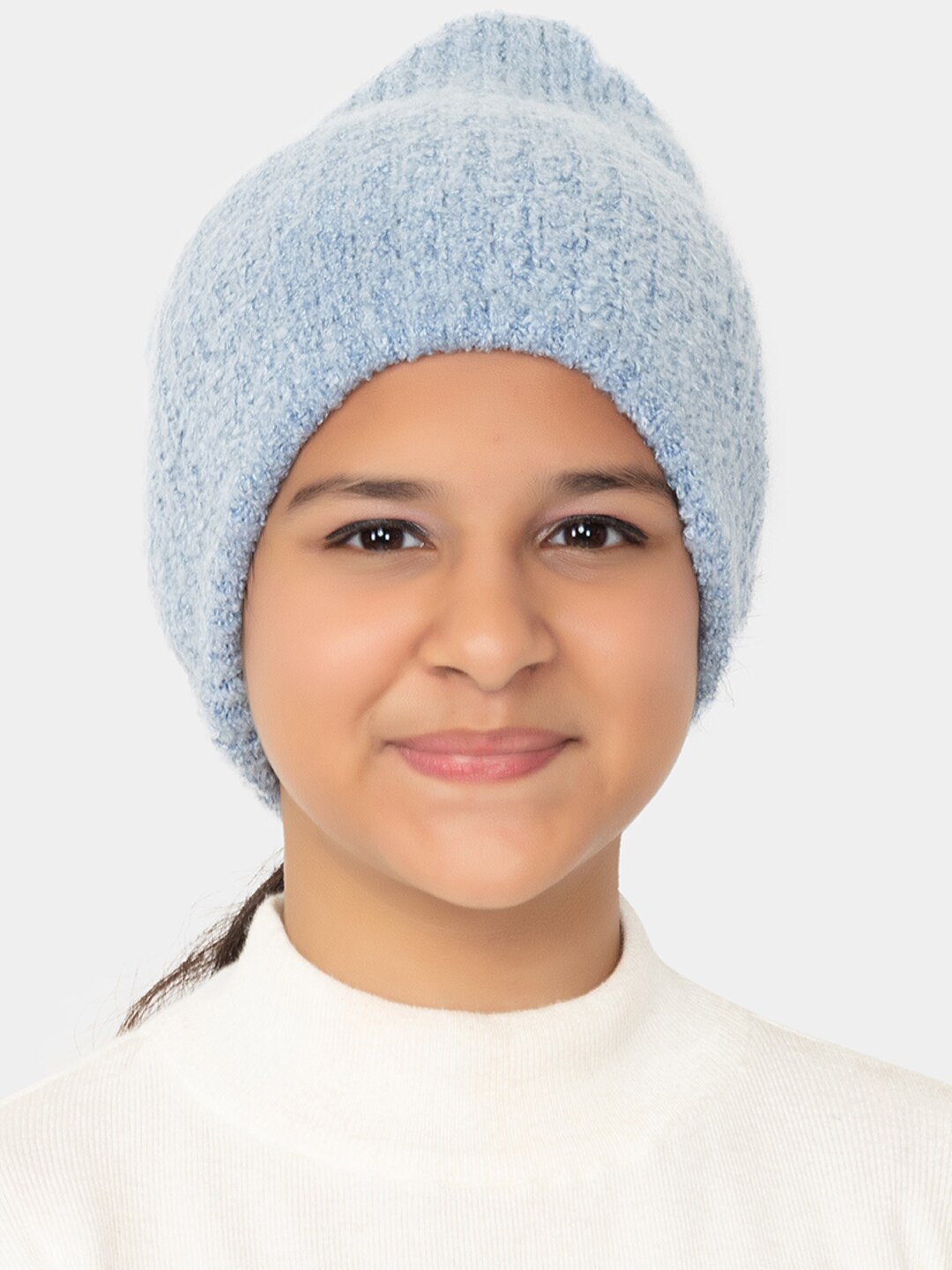 

513 Girls Self Design Acrylic Beanie, Blue
