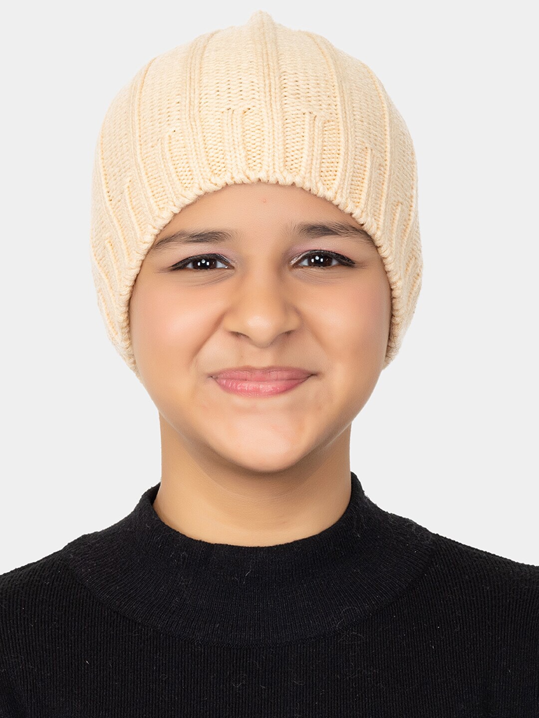 

513 Girls Cable Knit Acrylic Beanie, Camel brown