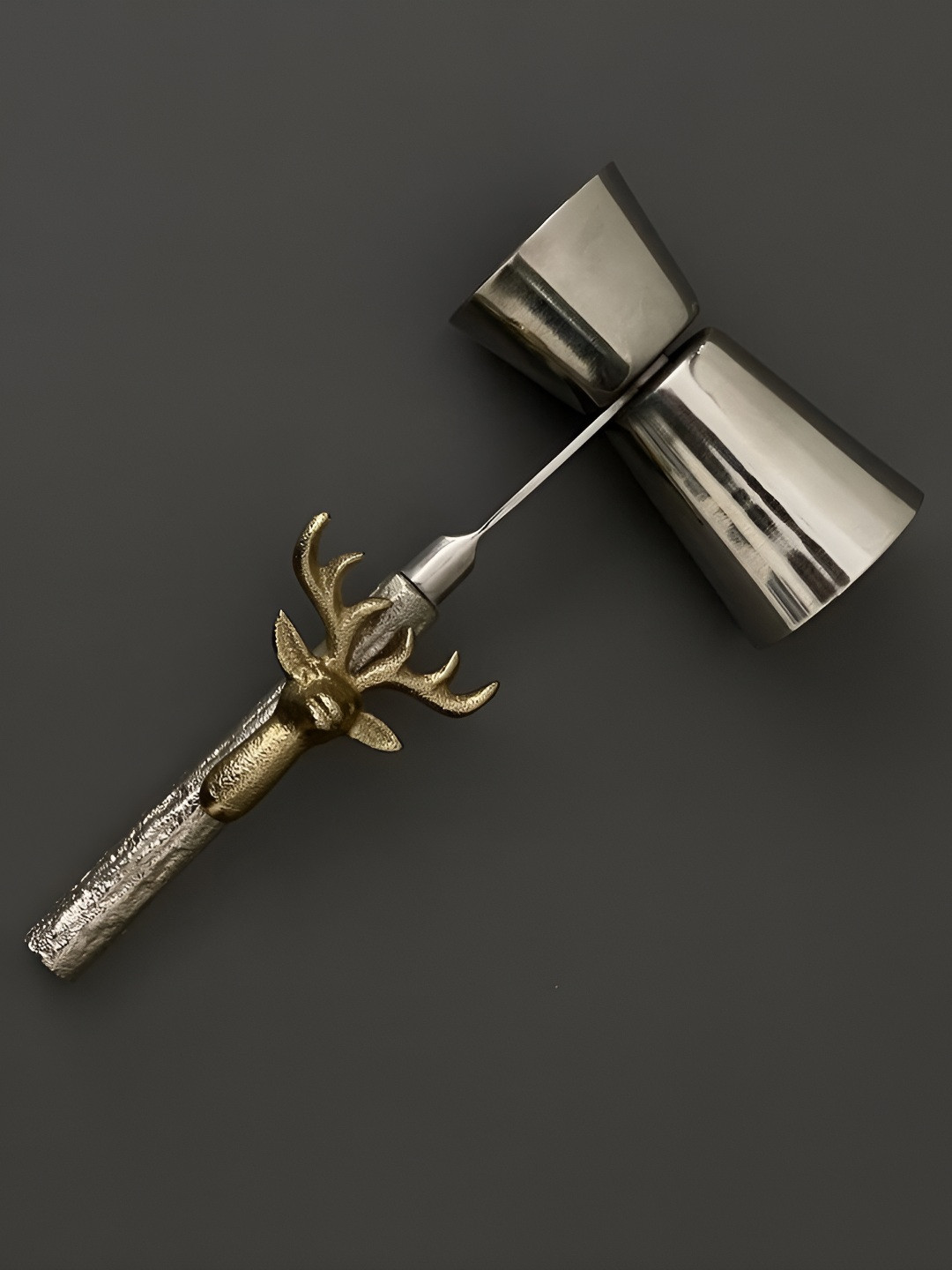 

CasaGold Brass Stag Head Double Jigger, Silver