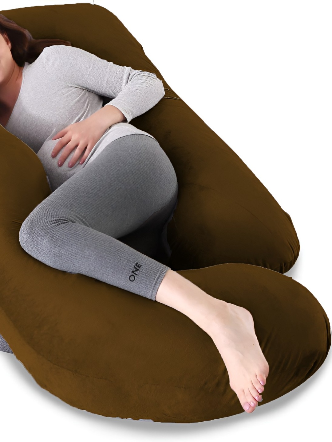 

Mom's Moon Brown Faux Velvet Fibre Filled Breathable Maternity Pillow