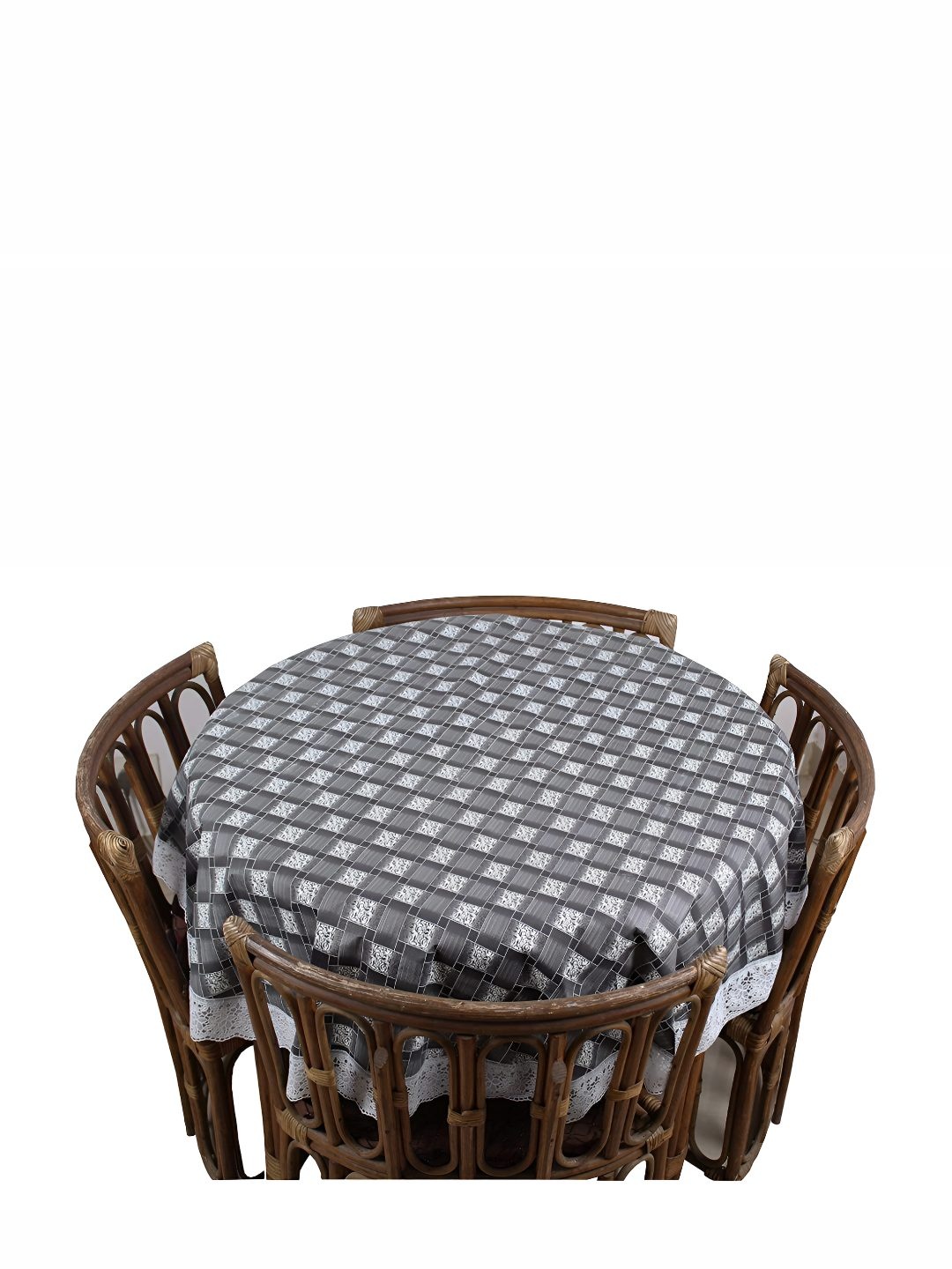 

CASA-NEST Grey Geometric Printed Round 4-Seater Table Cover