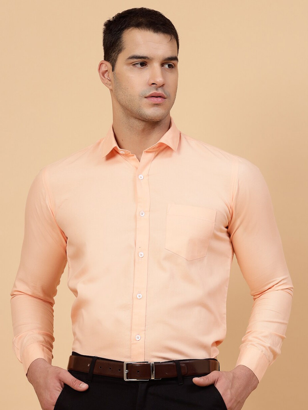 

JADEBERRY Standard Spread Collar Cotton Formal Shirt, Peach