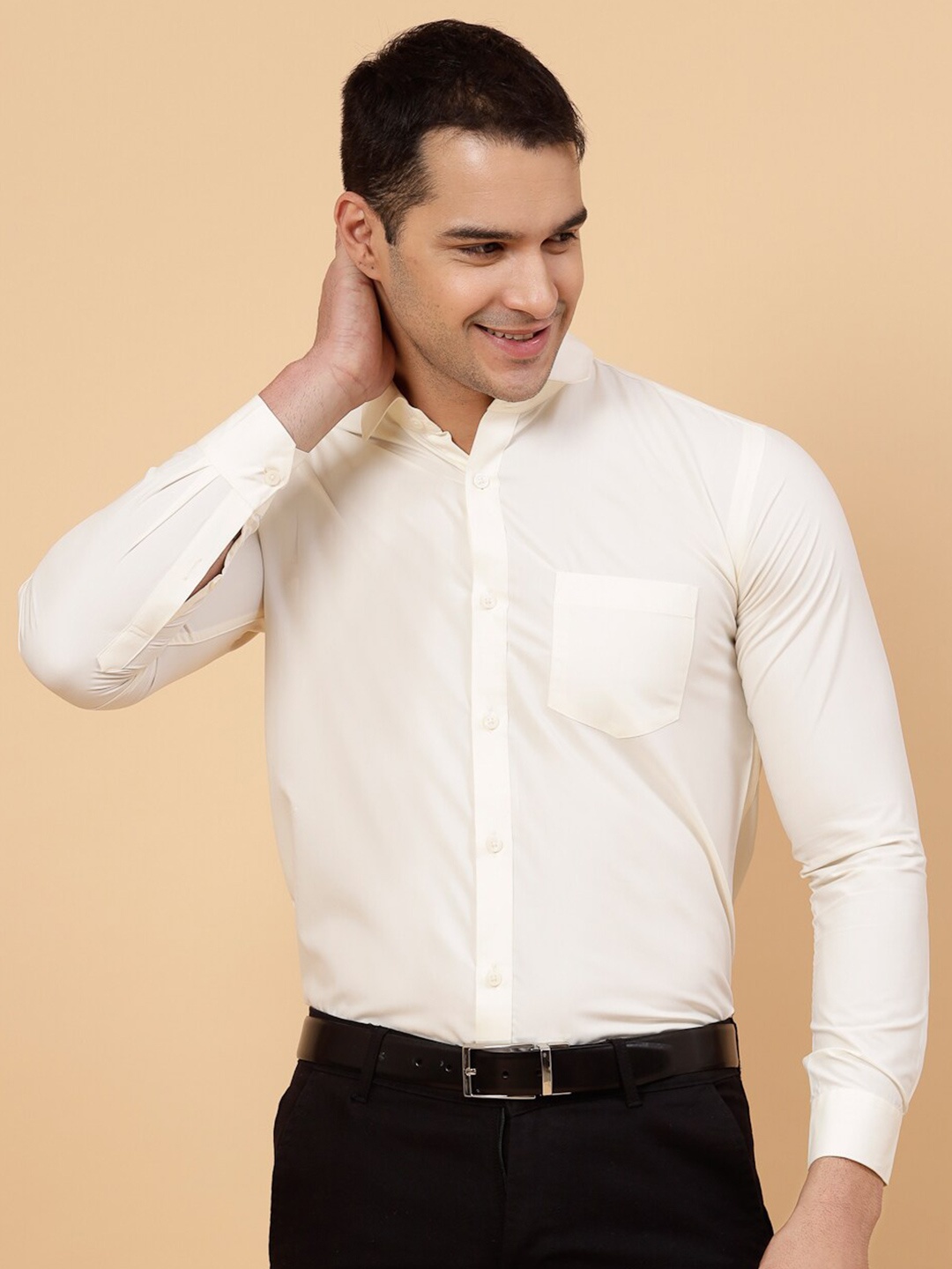 

JADEBERRY Standard Cotton Formal Shirt, Cream