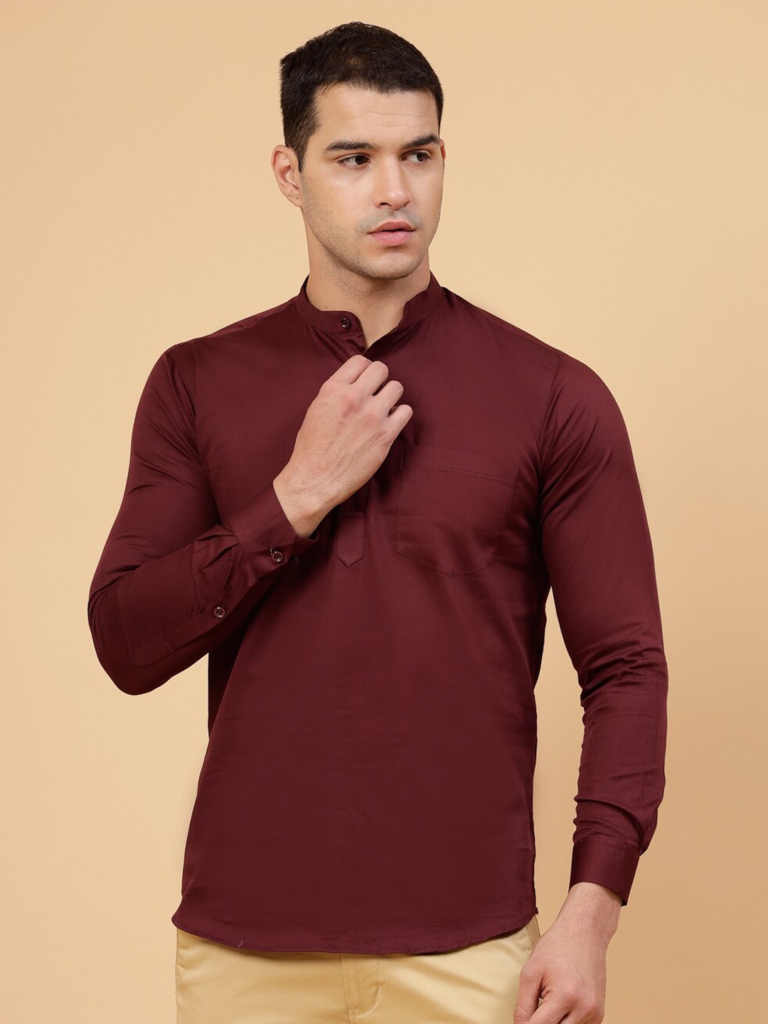 

JADEBERRY Standard Cotton Casual Shirt, Maroon