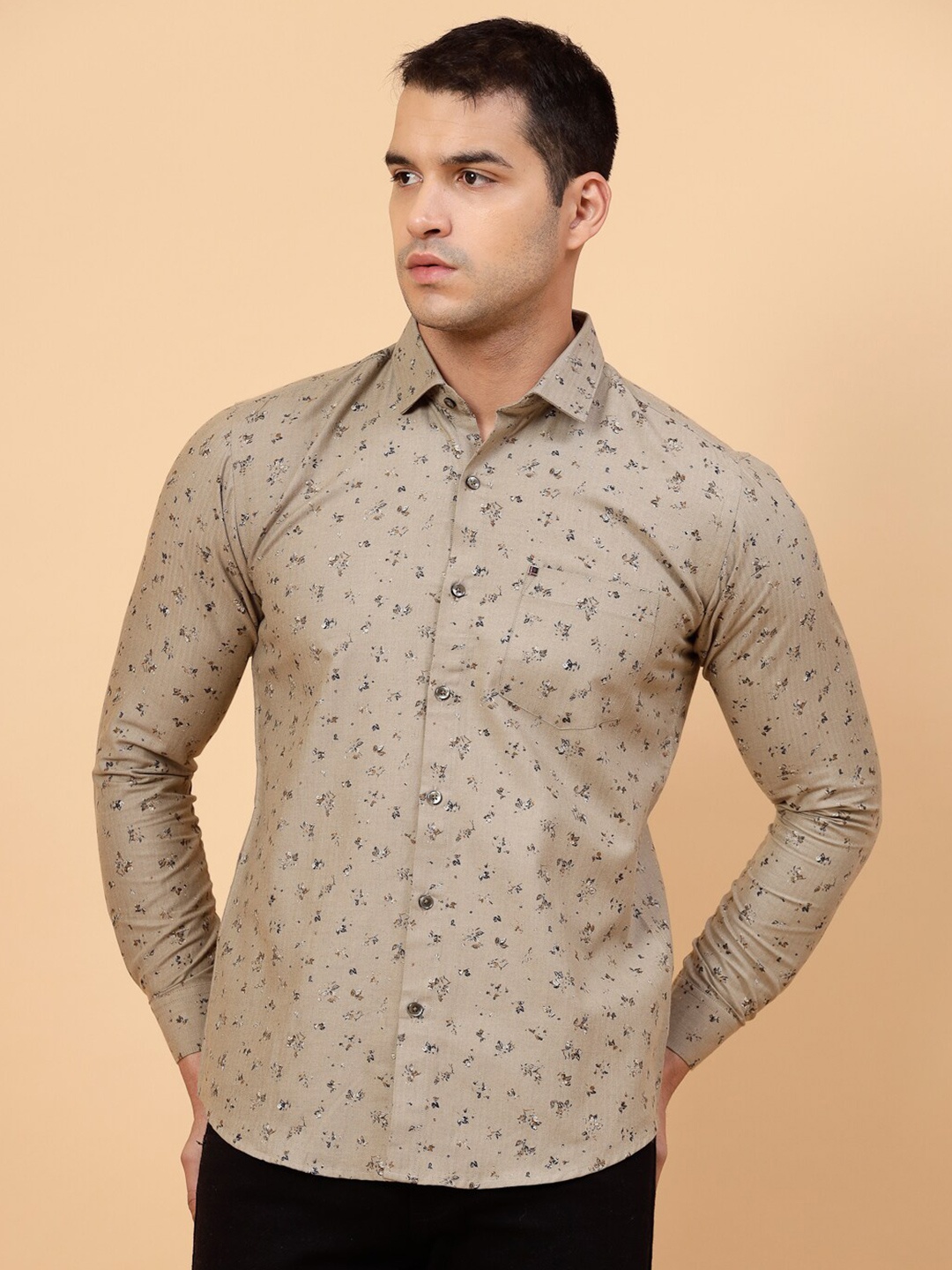 

JADEBERRY Standard Floral Printed Cotton Casual Shirt, Grey