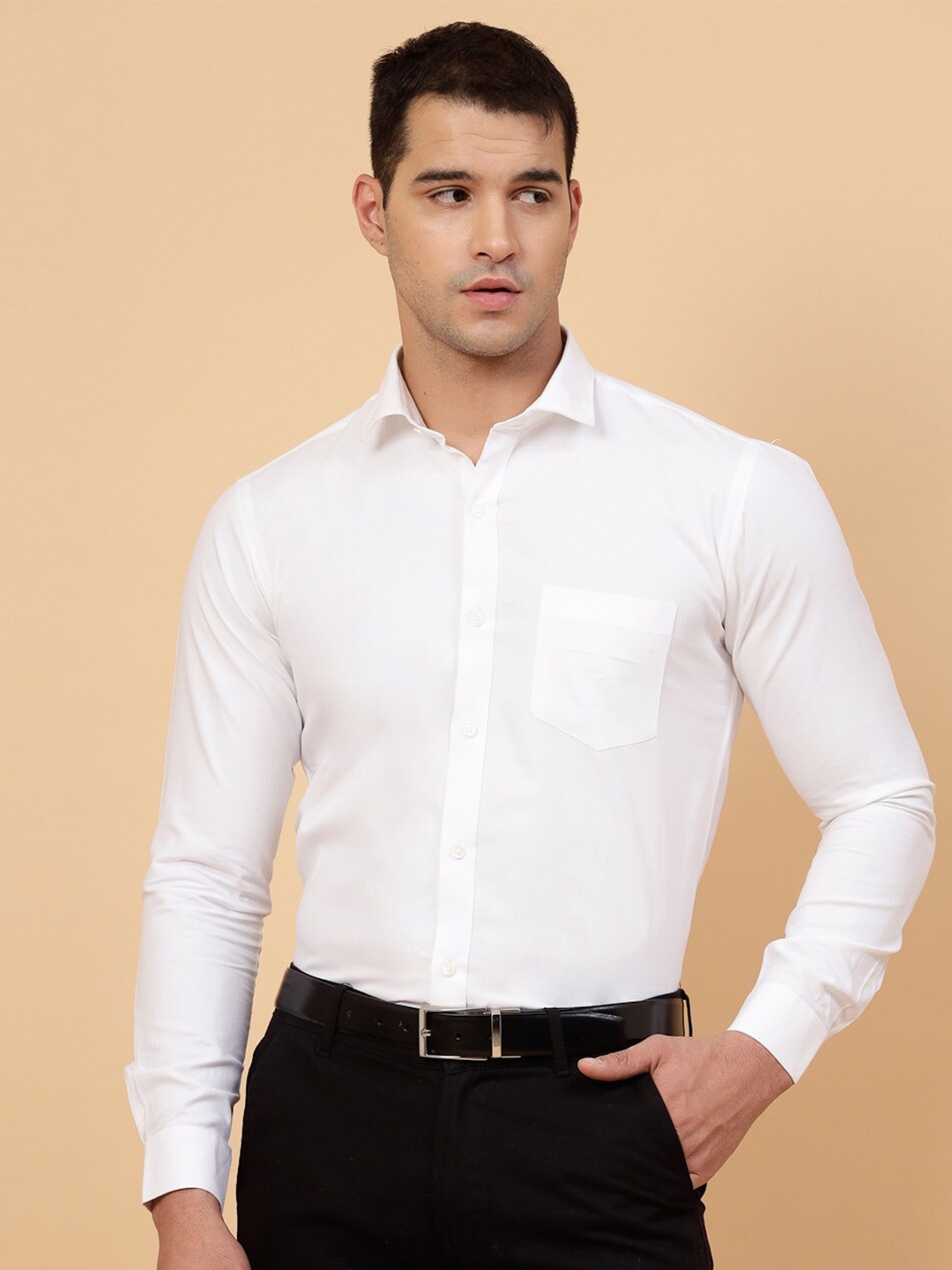 

JADEBERRY Standard Spread Collar Cotton Formal Shirt, White