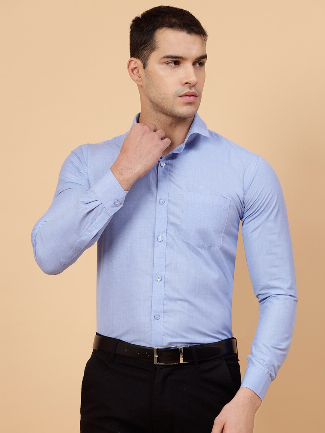 

JADEBERRY Standard Spread Collar Cotton Formal Shirt, Blue
