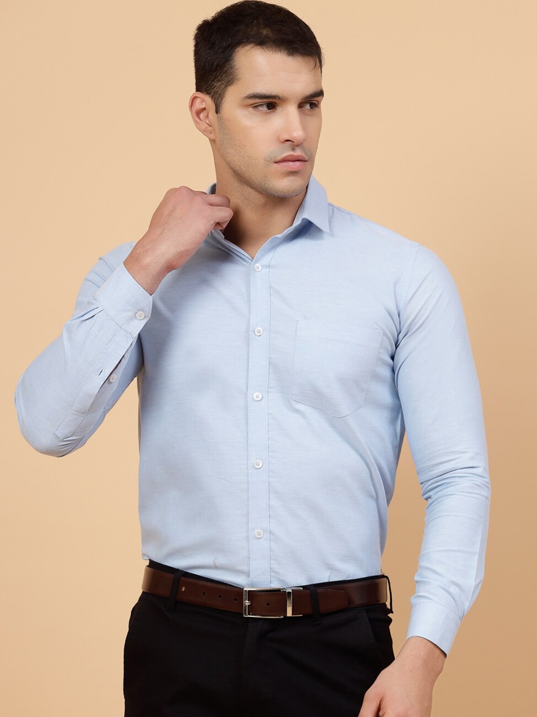 

JADEBERRY Standard Spread Collar Cotton Formal Shirt, Blue