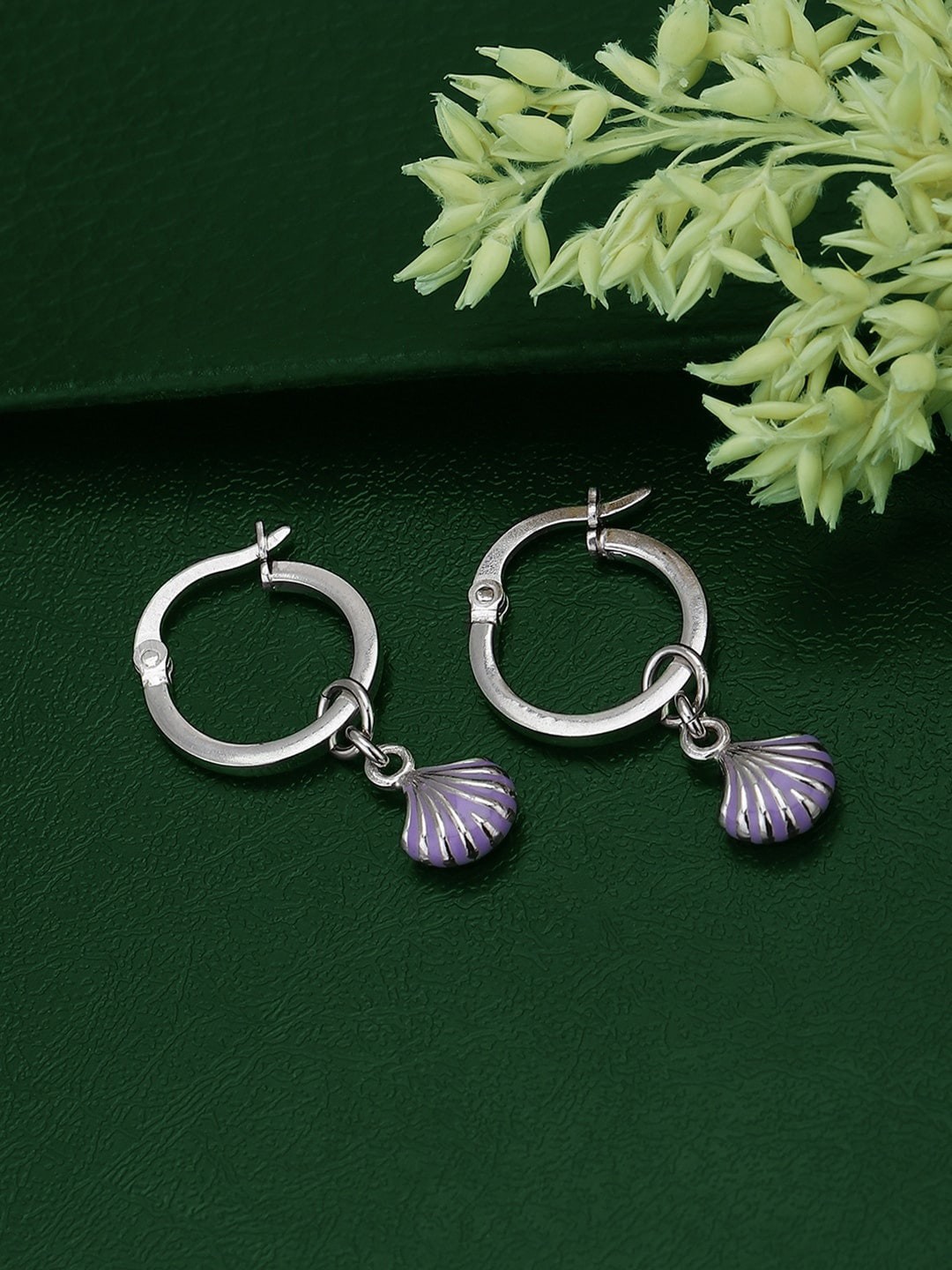 

Carlton London 925 Sterling Silver Rhodium Plated Dangling Charm Hoop Earring