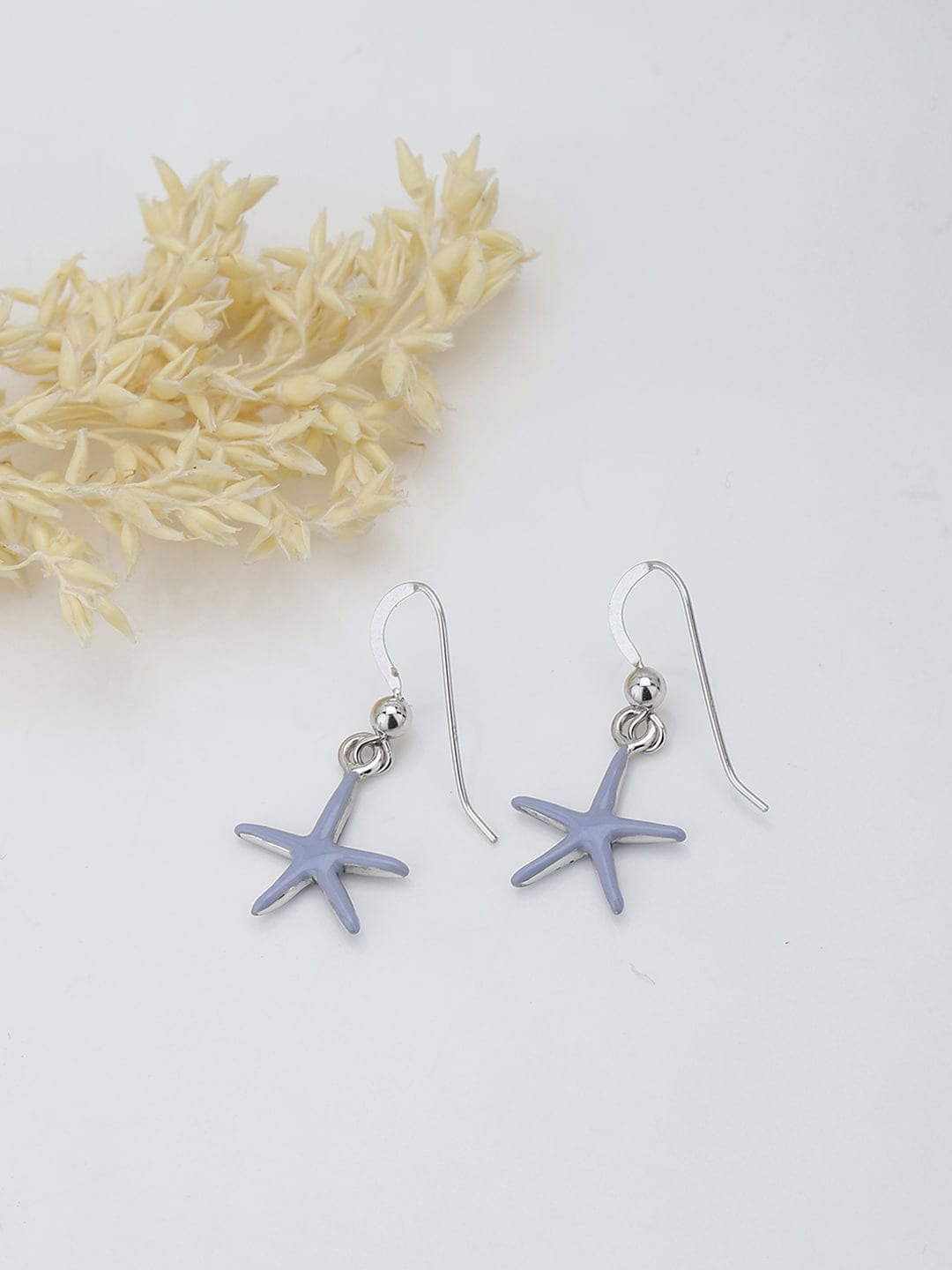 

Carlton London Rhodium-Plated Sterling Silver Star Shaped Drop Earrings