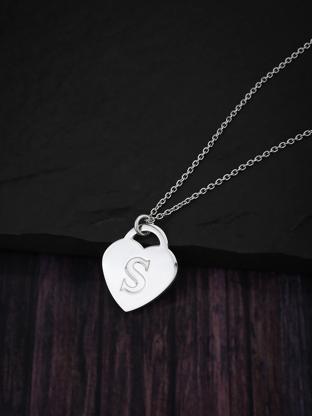 

Carlton London 92.5 Sterling Silver Rhodium-Plated Stone-Studded Pendant with Chain