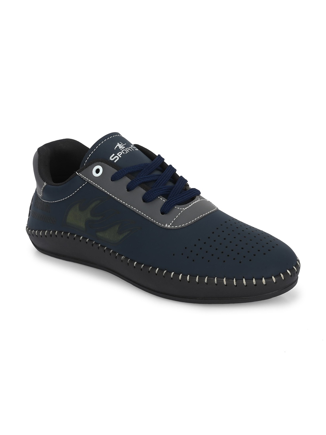 

Azzaro Black Men Perforated Lightweight Sneakers, Navy blue