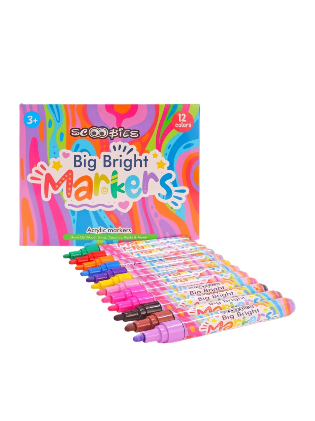 

SCOOBIES Set Of 12 Printed Matte Finish Acrylic-Markers, Pink