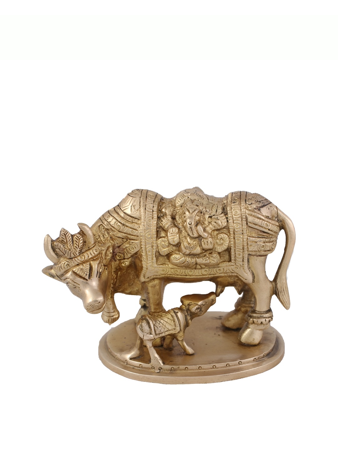 

Arihant Craft Gold-Toned Brass Cow And Calf Small Idol Showpiece