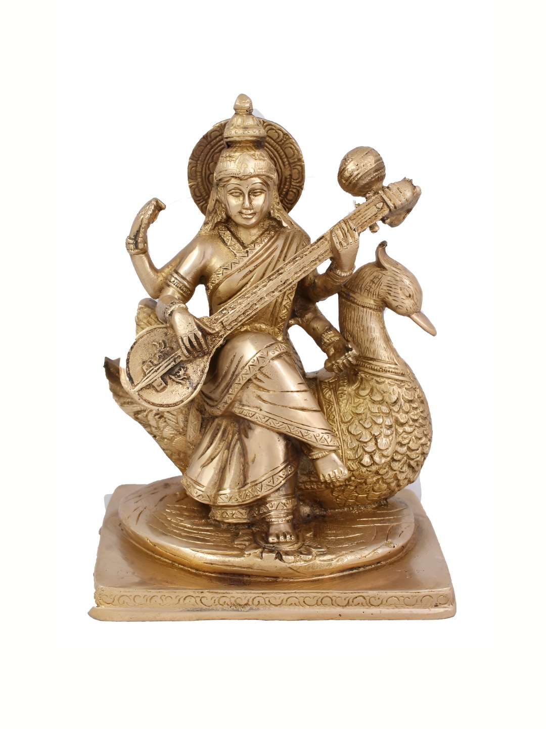 

Arihant Craft Gold-toned Brass Saraswathi Small Showpiece