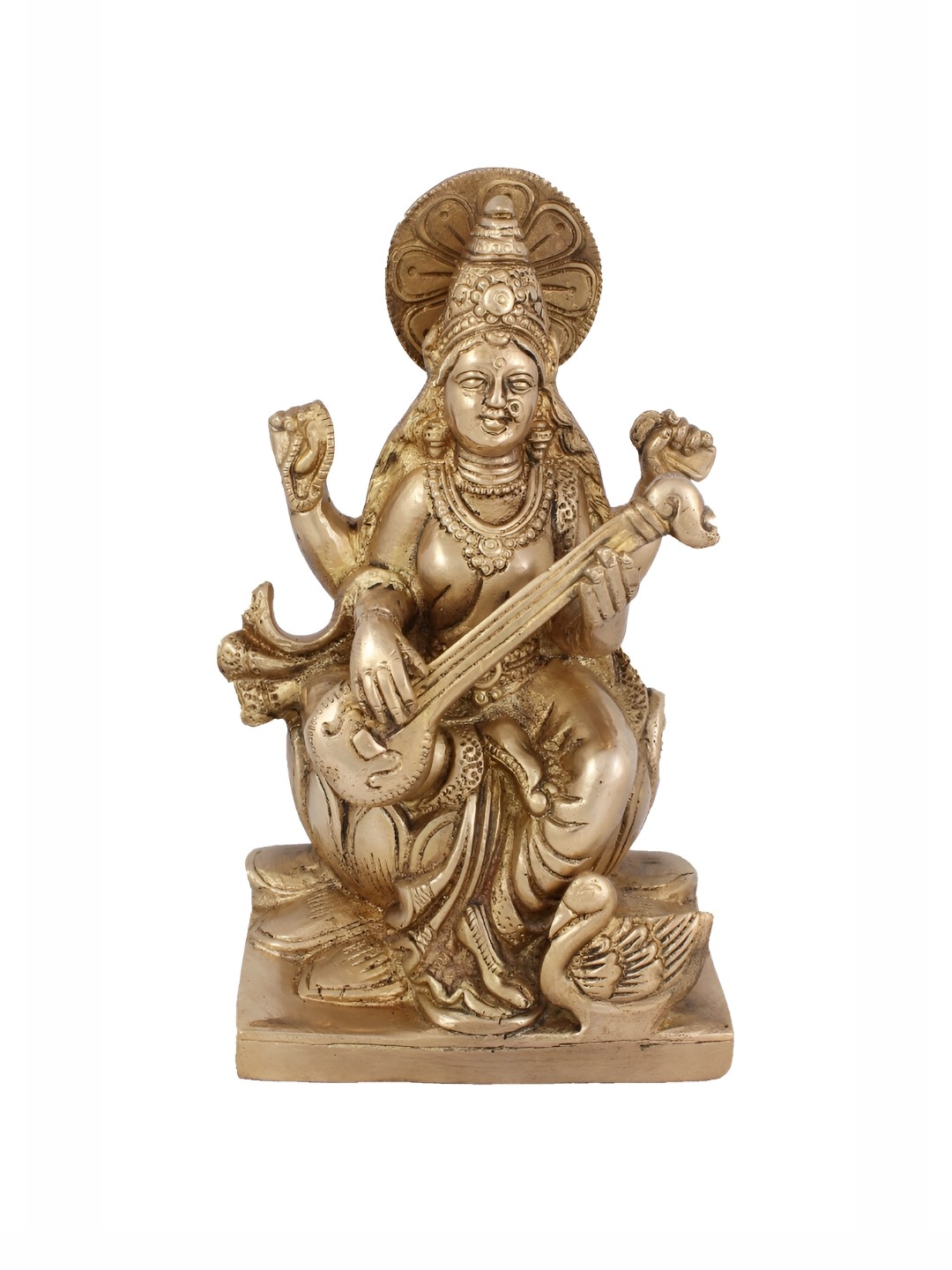 

Arihant Craft Gold-toned Brass Saraswathi Small Showpiece