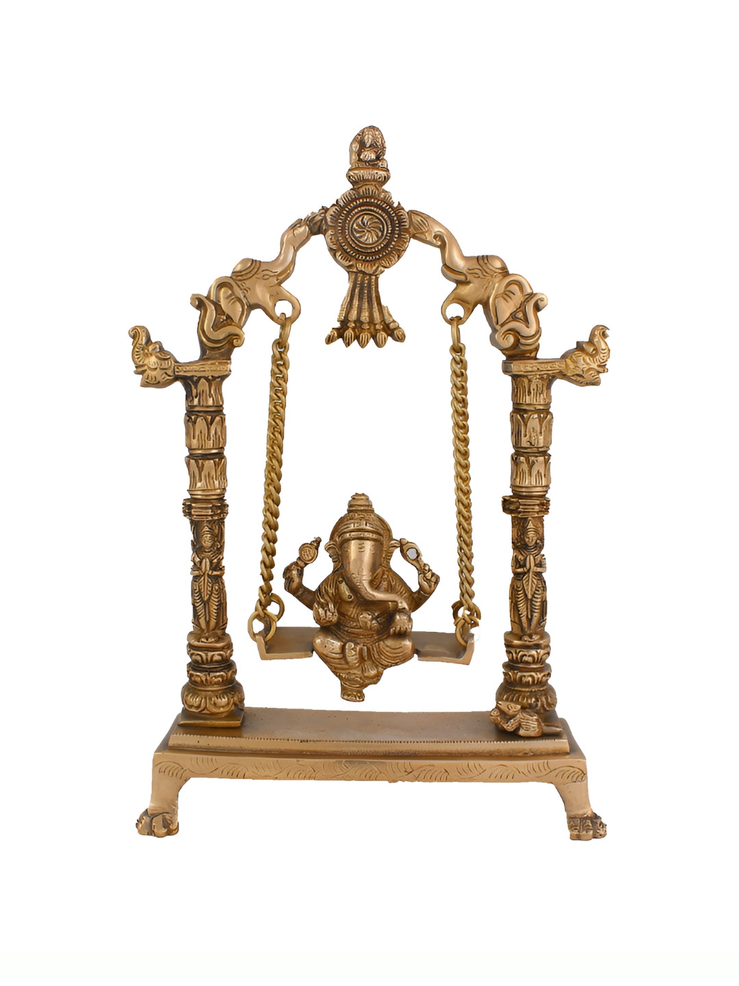 

Arihant Craft Gold Toned & Maroon Brass Ganesha Showpiece