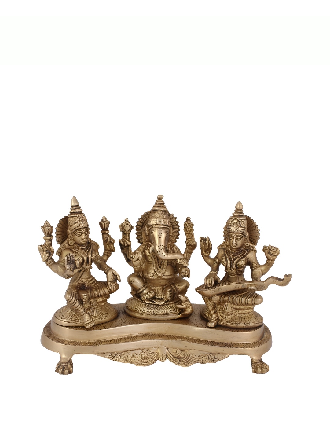 

Arihant Craft Gold-toned Brass Ganesh Lakshmi and Saraswathi Small ShowPiece