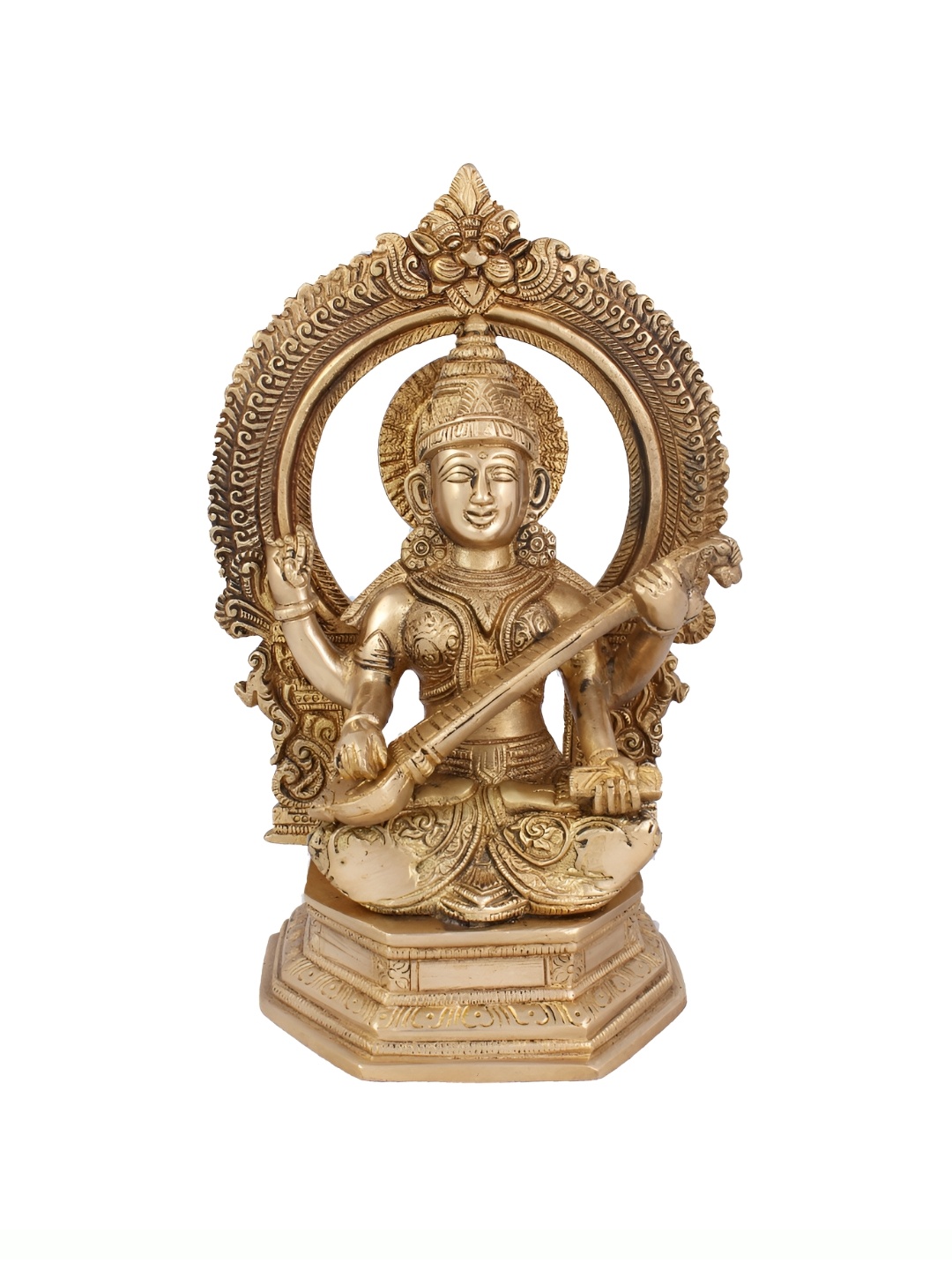 

Arihant Craft Bronze Toned Brass Saraswati Showpiece, Gold