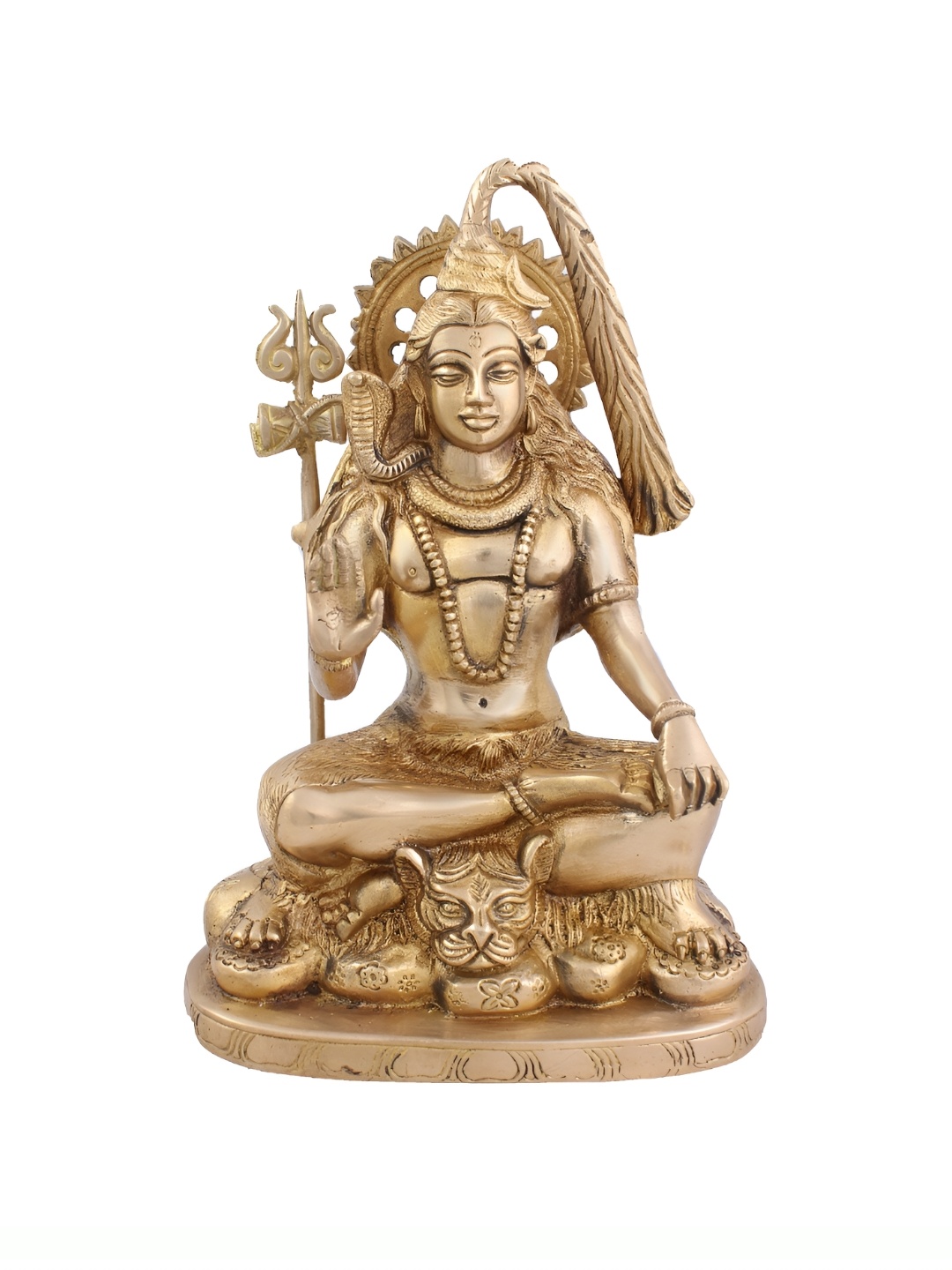 

Arihant Craft Gold-Toned Brass Lord Shiva With Trishula Medium Showpiece