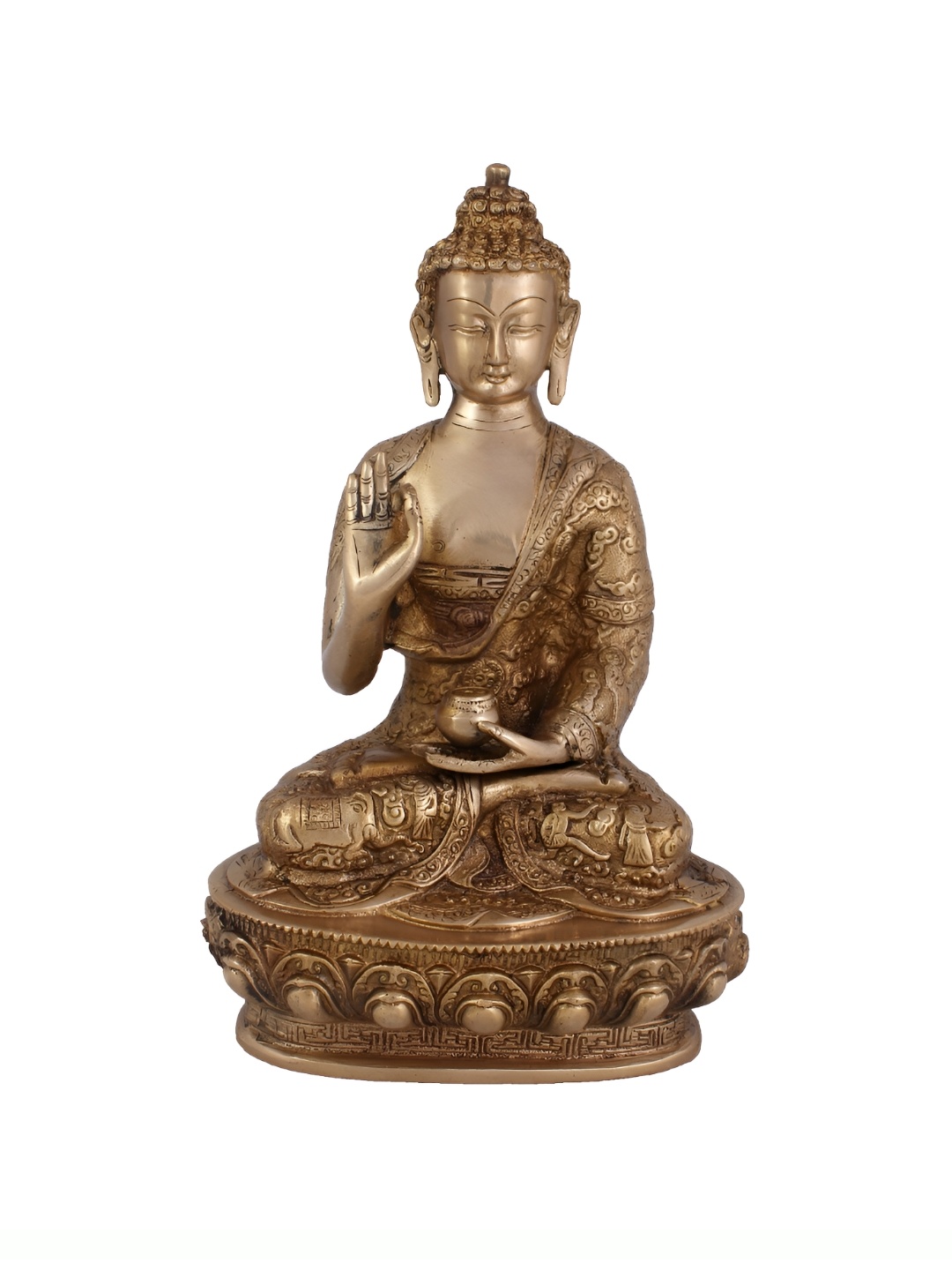 

Arihant Craft Yellow & Gold-Toned Brass Small Buddha Showpiece