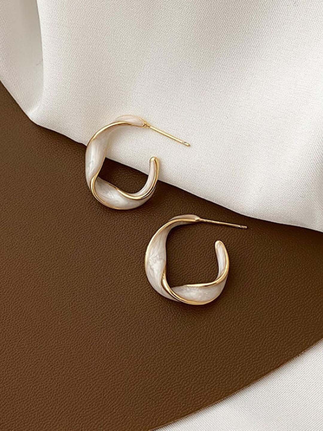 

VAGHBHATT Crescent Shaped Hoop Earrings, Gold