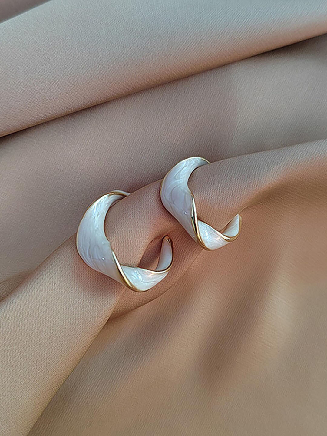 

VAGHBHATT Crescent Shaped Hoop Earrings, Gold