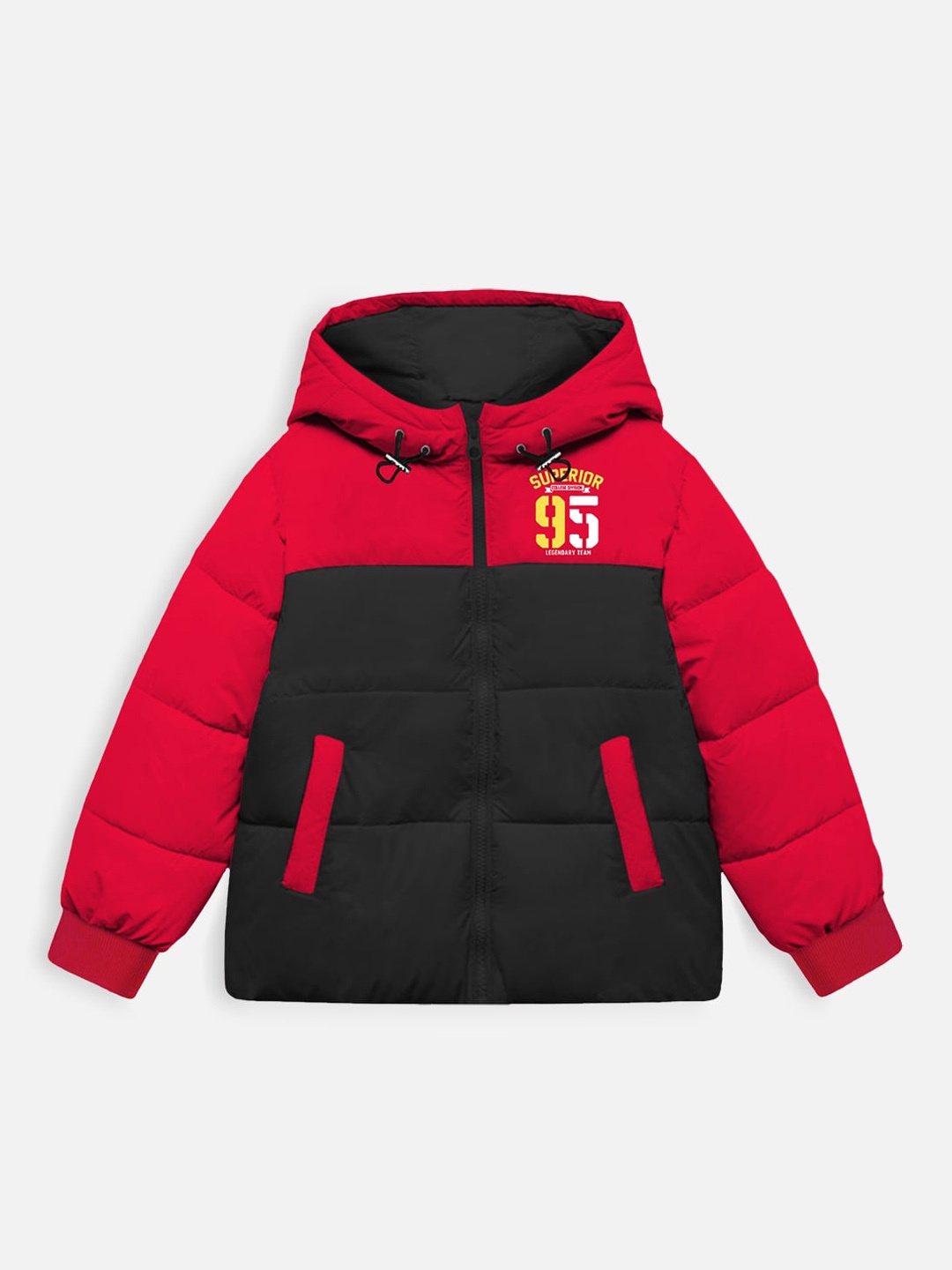 

Trampoline Kids Colourblocked Hooded Padded Jacket, Red