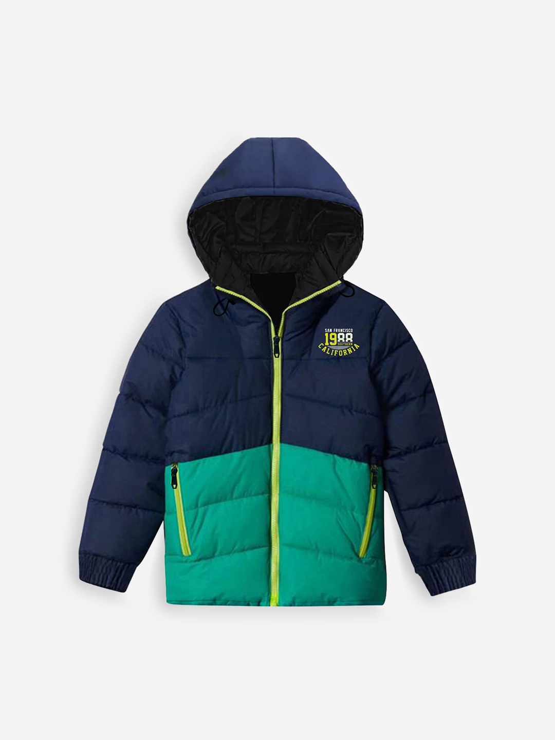 

Trampoline Kids Colourblocked Hooded Padded Jacket, Navy blue