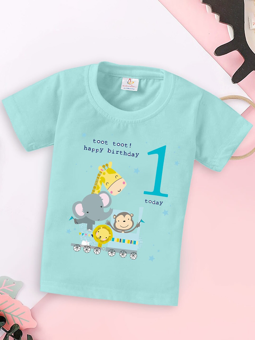 

Babywish Kids First Birthday Printed Cotton T-shirt, Sea green