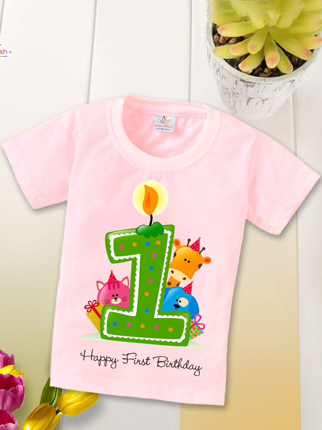 

Babywish Kids Graphic Printed Cotton T-shirt, Pink