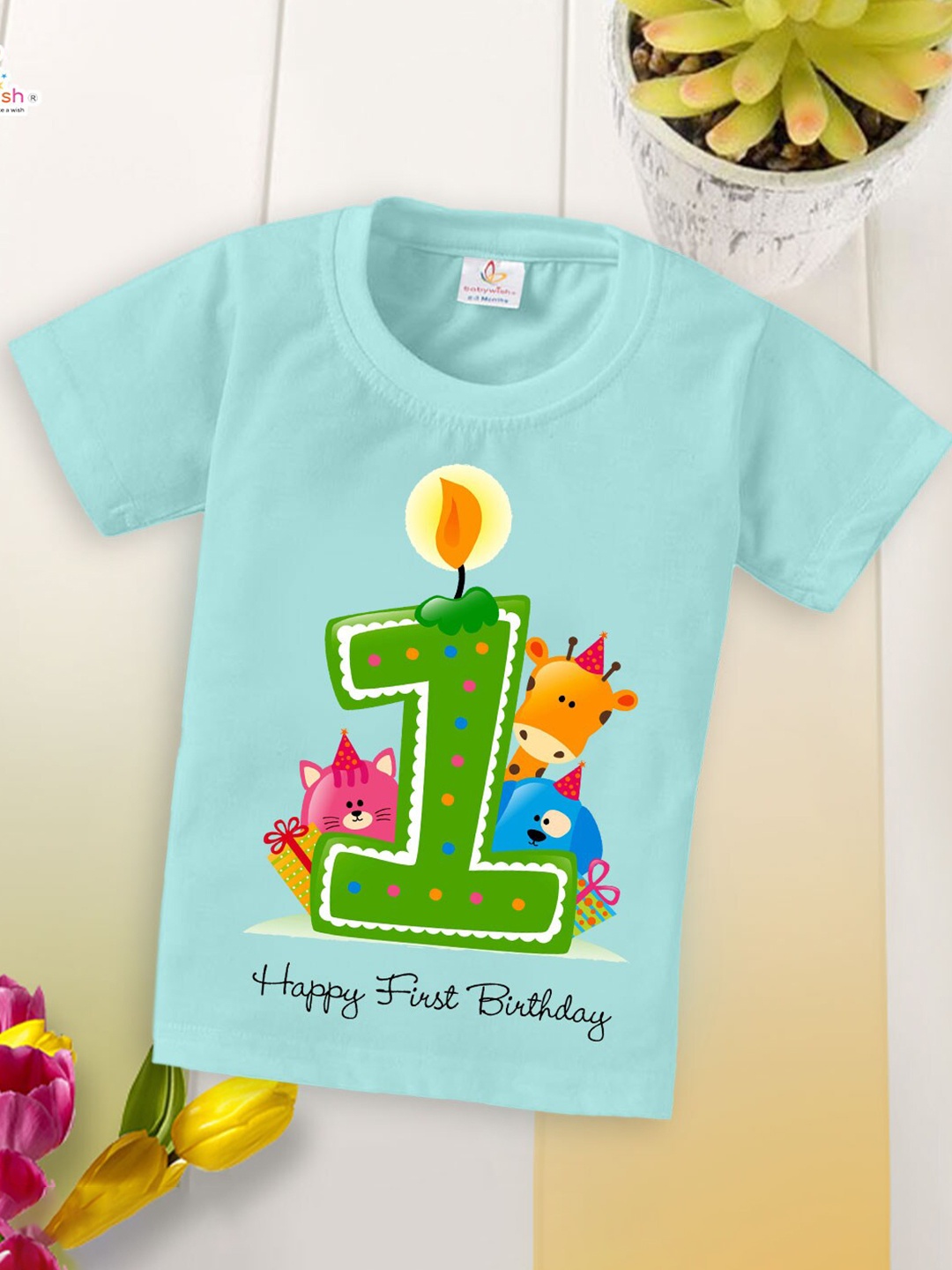 

Babywish Kids First Birthday Printed Cotton T-shirt, Sea green