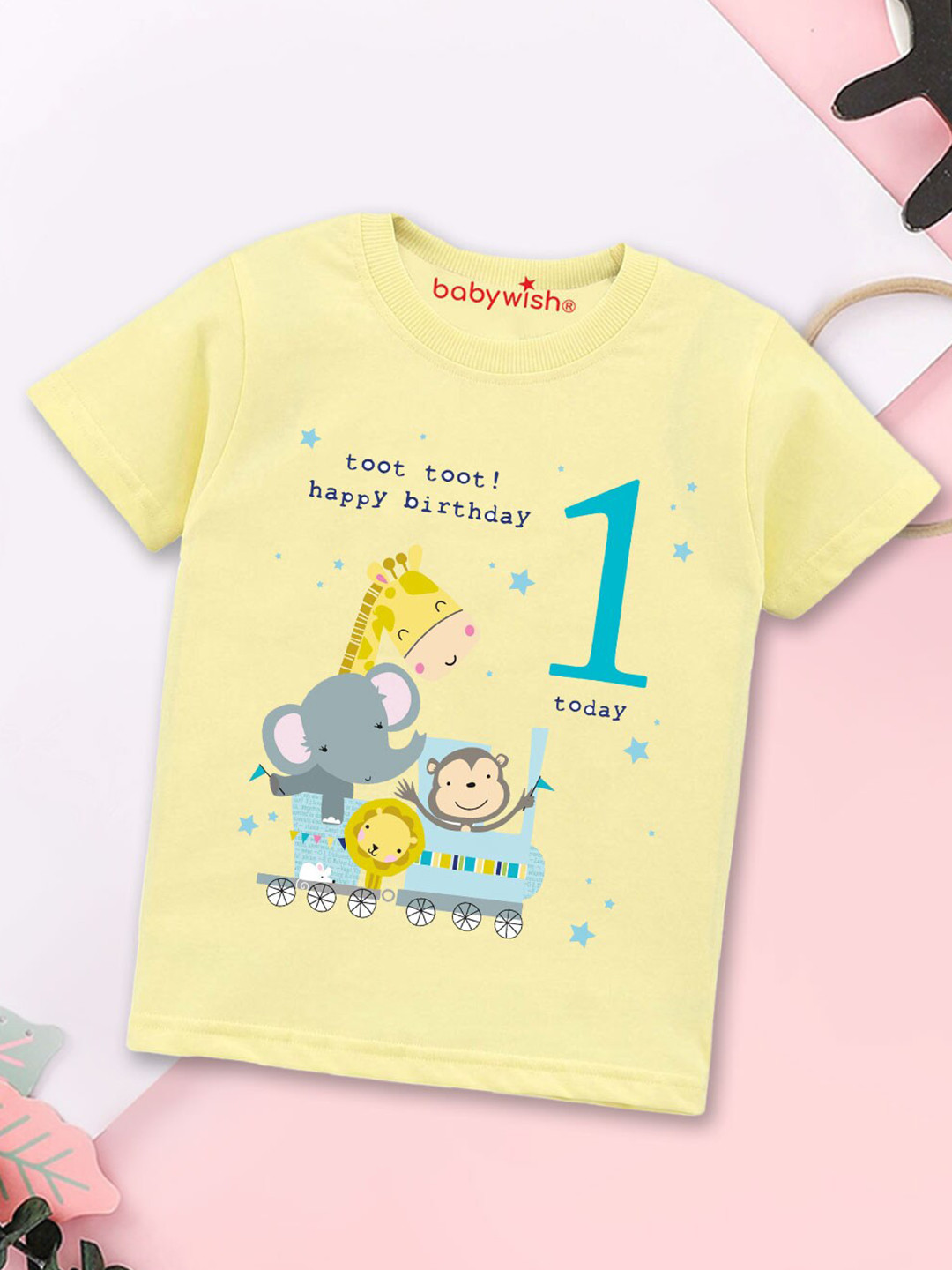 

Babywish Kids Graphic Printed Cotton T-shirt, Yellow